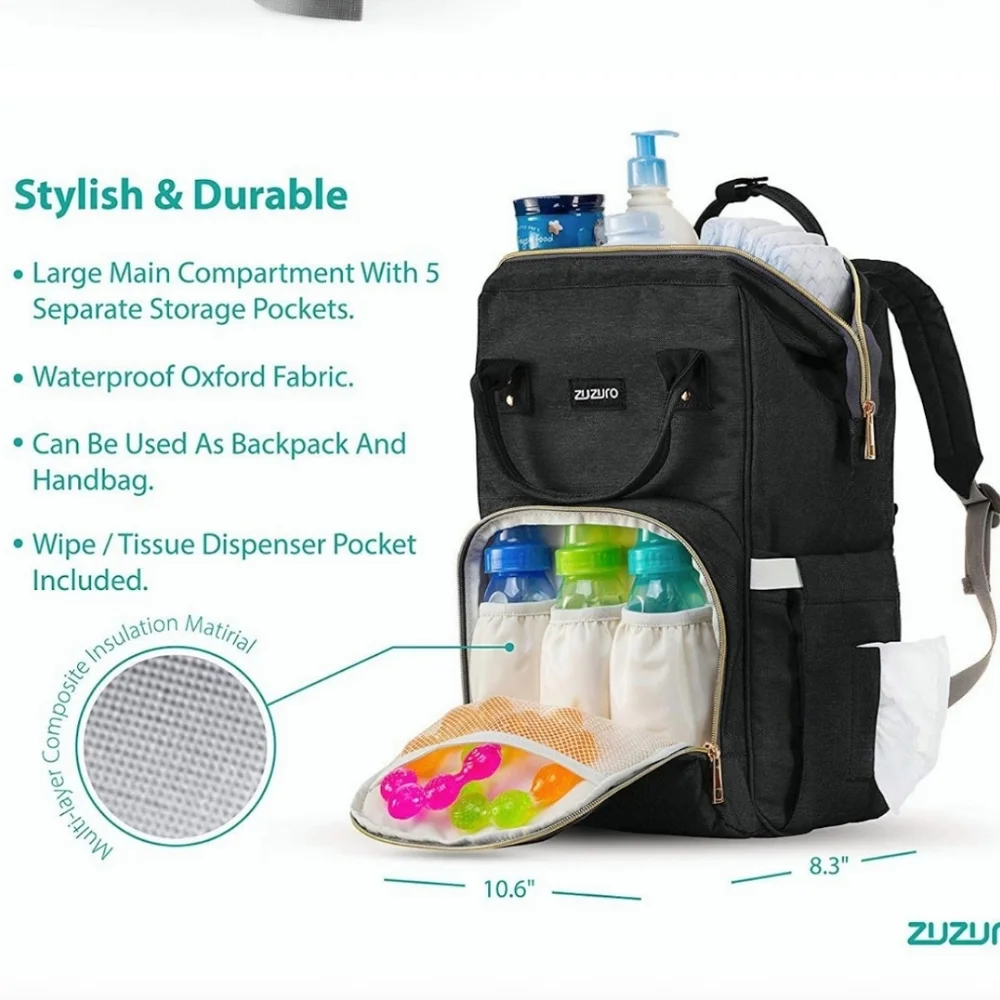 ZUZURO Diaper Bag Backpack - Waterproof